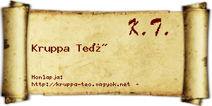 Kruppa Teó névjegykártya